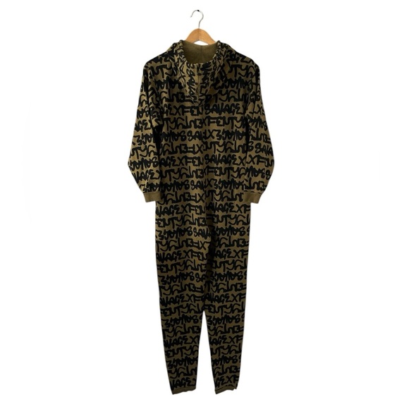 Savage X Fenty Olive Green Hooded Onesie Pajamas XS Cozy Fleece by Rihanna - Picture 5 of 15